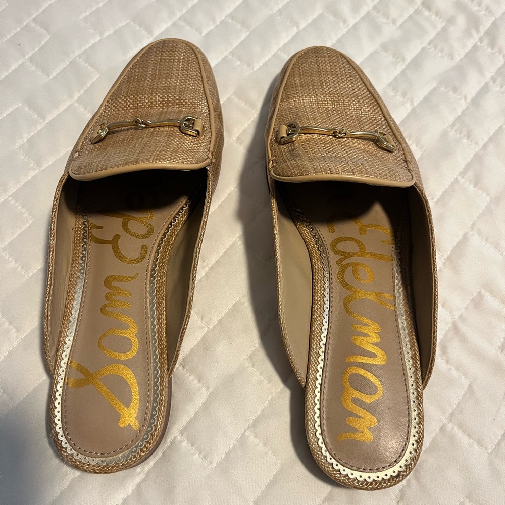 Sam Edelman Beige Loafers with Gold Accent